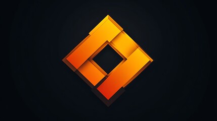 Aufkleber - Abstract orange square design with geometric overlapping shapes on dark background