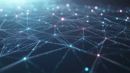 Poster - Abstract Network Connection Background with Glowing Nodes and Lines