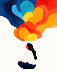 Poster - Meditative self-reflection abstract art digital illustration colorful environment serene viewpoint mindfulness concept