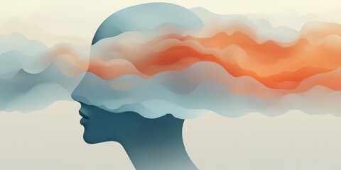 Poster - Exploring emotional depths abstract human form digital art tranquil atmosphere side profile expression of thoughts