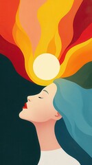 Poster - Meditative artwork illustrating inner peace creative studio digital art abstract environment profile view serenity concept