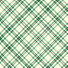 Canvas Print - Plaid with twill weave repeat pattern.Checkered tartan gingham seamless pattern in green and beige.Geometric graphic vector illustration background design for fabric and prints.