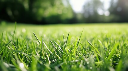 Wall Mural - CloseUp of Lush Green Grass Glowing in the Sunshine : Generative AI