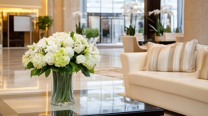 Aufkleber - A beautiful floral arrangement in a stylish vase displayed in an elegant living space : Generative AI