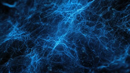 Poster - Abstract Blue Light Network with Glowing Lines and Particles