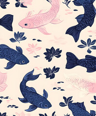 Poster - Koi fish abstract pattern design artistic chaos digital art colorful nature top-down view