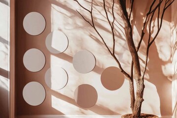 Wall Mural - Minimalistic interior design with round shapes and natural elements