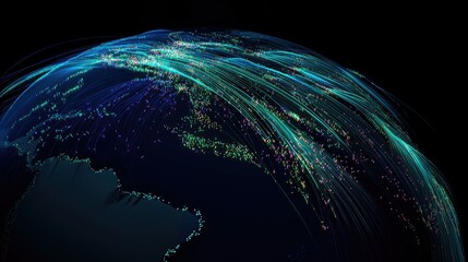 Poster - Vibrant Glow of Data Connections Over Earth at Night