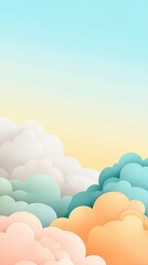 Wall Mural - Spray cloud subtle, Soft Pastel Clouds with Light Blue Sky and Gradient Sunset Horizon in a Overhead View