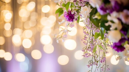 Wall Mural - Beautiful floral arrangement with soft bokeh background creating a dreamy effect for event decoration : Generative AI