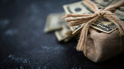 Aufkleber - Bundles of cash tied with twine showcasing financial stability and wealth concept : Generative AI