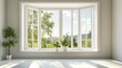 © Sirinya - A wide-open window with elegant white framing, allowing a fresh breeze and sunlight to flow in.