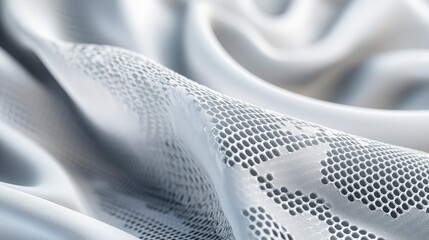 Abstract White Fabric with Perforated Pattern