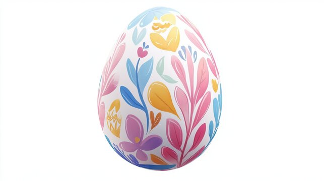 Vibrantly colored Easter egg with detailed hand-painted patterns, perfectly centered on a white background.