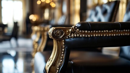 Aufkleber - Detailed closeup of a luxurious armchair showcasing intricate craftsmanship and elegant design elements : Generative AI