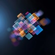 © farland9 - An abstract corporate emblem blended with digital pixels represents the evolution of business identity in a digital age.