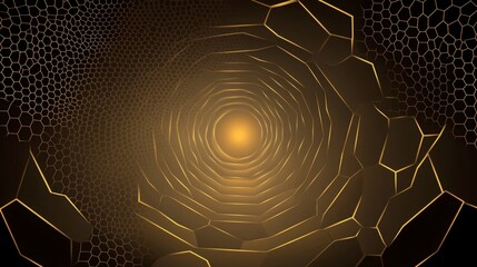 Golden Honeycomb Geometric Abstract Design - Futuristic Technology Background