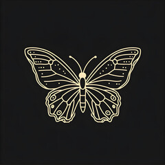 Wall Mural - Linear icon with Butterfly with linear wings