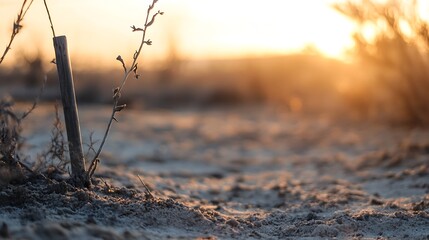 Poster - CloseUp View of Bare Tree Branches Against a Beautiful Golden Sunset in a Tranquil Landscape : Generative AI