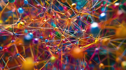 Poster - Colorful Abstract Representation of Connected Nodes and Lines