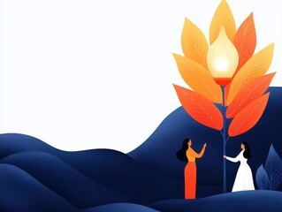Poster - women empowerment through nature-inspired art outdoor setting digital illustration peaceful environm