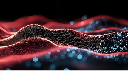 Poster - Abstract Colorful Waves of Light with Sparkling Particles in Motion