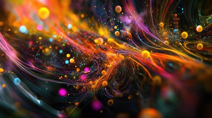 Aufkleber - Bright Colorful Abstract Swirls with Bokeh and Light Effects