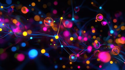 Poster - Colorful Abstract Digital Background with Floating Particles and Lights