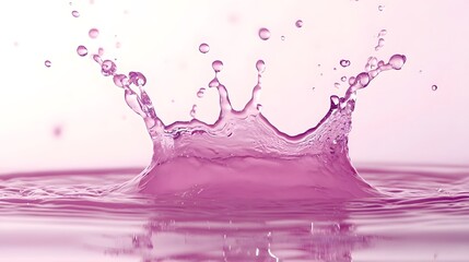 Poster - crown shaped splash of vibrant colorful flowing liquid with a shiny glittering effect on a bright glossy pink background  Dynamic fluid composition with elegant luxurious design elements