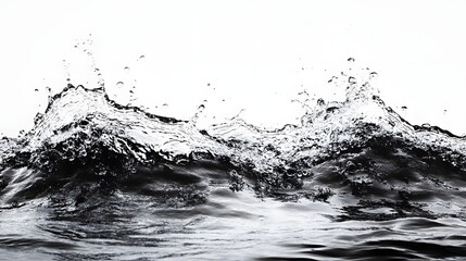 Poster - Dramatic black and white image capturing the powerful and turbulent motion of ocean waves crashing against the shoreline  The image showcases the raw energy and force of nature