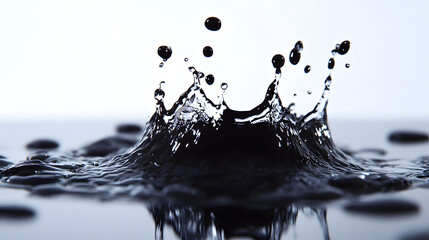 Poster - Dramatic splash of liquid in a tranquil monochrome minimalist composition capturing the dynamic energy and fluid motion of water against a clean elegant background