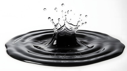 Poster - Mesmerizing black and white image showcasing the dynamic and captivating movement of water droplets as they create a stunning splash pattern on a smooth surface