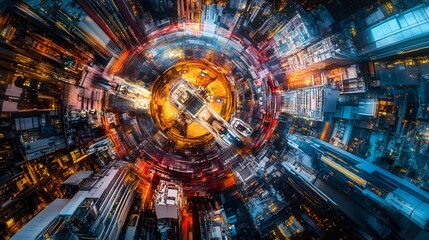Poster - Vibrant digital abstract, colorful swirling patterns with dynamic light effects, ideal for tech or futuristic themes.