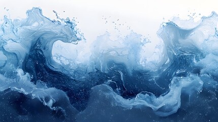 Poster - Powerful crashing ocean waves surging with dynamic abstract aquatic energy and movement  Dramatic seascape background with flowing swirling turbulent water textures and patterns  Minimalist