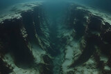 Dark Underwater Canyon Landscape