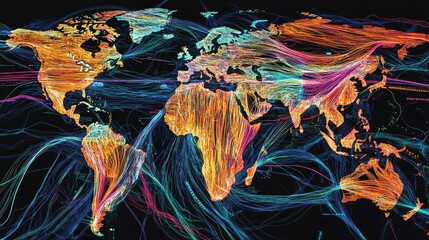Poster - Vibrant Global Network Visualization with Colorful Data Streams