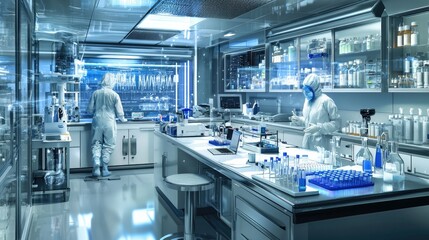 Poster - Modern Laboratory Environment with Scientists Engaged in Research