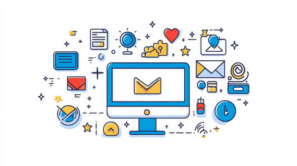 Poster - Blogging or social media content rating line icon. Social media digital technology, network blogging or Internet multimedia influence thin line vector pictogram. Blogger content rating outline symbol