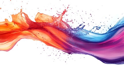 Poster - Vibrant fluid explosion of colorful splashing waves and drifting liquid paint creating a dynamic abstract and visually captivating digital artwork  The image features a striking blend of vivid colors