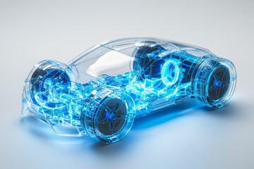 Poster - Transparent Electric Car Design, Studio Shot