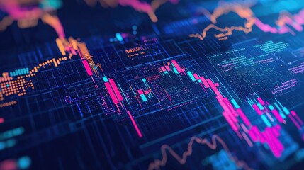 Poster - Colorful Digital Financial Chart with Abstract Data Visualization
