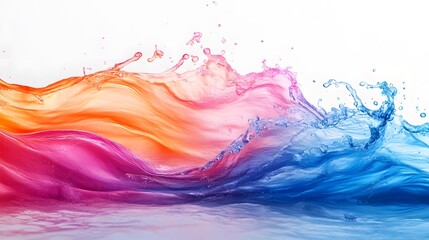 Aufkleber - Vibrant Fluid Motion of Colorful Abstract Waves and Splashes in Digital Artwork  Captivating and Mesmerizing Digital with Dynamic Vivid Colors and Fluid Shapes  Futuristic