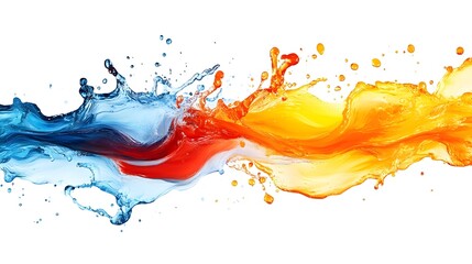 Poster - Vibrant Fluid Splash of Contrasting Colors in Dynamic Motion Depicting Energy Creativity and Experimental Digital Art
