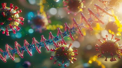Poster - Colorful Microscopic Visualization of Virus and Genetic Material