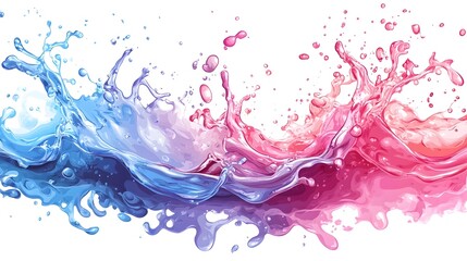 Fototapete - Vibrant Multicolored Liquid Splashes Unleash a Captivating Abstract Movement and Dynamic Energy  This Digital Artwork Features Fluid Flowing Shapes and Patterns in a Mesmerizing Ethereal Composition