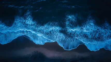Poster - Abstract digital waves, vibrant blue light patterns flowing, creating a sense of movement and energy, suitable for tech themes.