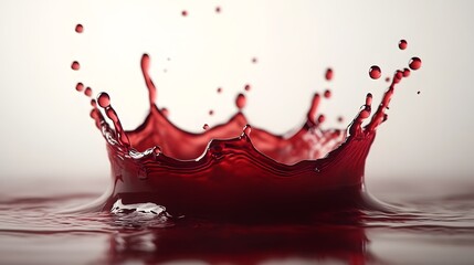 Fototapete - Vibrant Red Liquid Splash in Motion Creating Dramatic Abstract Art Effect  Flowing Ripples and Drips of Crimson Colored Fluid Against Light Background