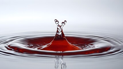 Poster - Vibrant Red Liquid Splash with Dynamic Movement and Rippling Effect on Water Surface  Abstract Colorful Background with Fluid Texture and Reflective Transparency