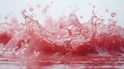 Leinwandbilder - Vibrant red splash of liquid in dynamic motion with bursting droplets ripples and fluid patterns  Conveying a sense of energy force and refreshing vitality  visually striking background or texture