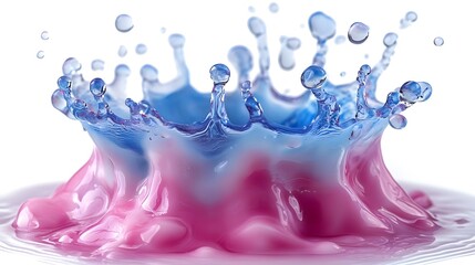 Poster - Vibrant Splash of Colorful Liquid Art with Dynamic Movement and Textured Ripple Effects  Abstract background with blue and pink hues showcasing the flowing energetic nature of water in a creative